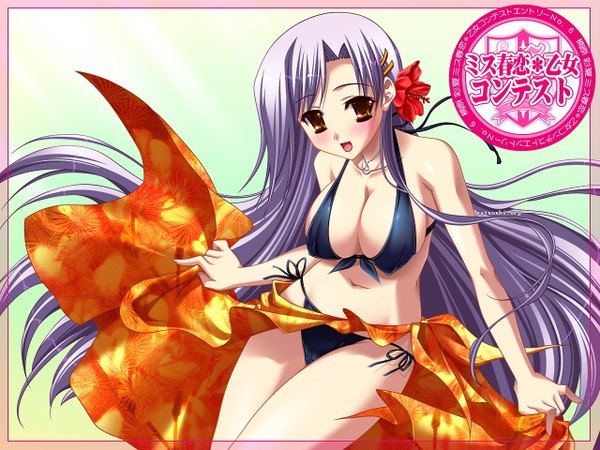 Anime picture 1280x960 with light erotic swimsuit bikini black bikini tagme