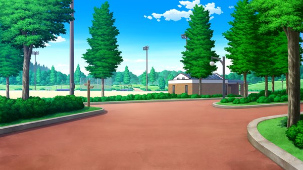 Anime picture 1280x720 with imouto paradise! imouto paradise! 2 itou life wide image game cg sky cloud (clouds) plant (plants) tree (trees) road