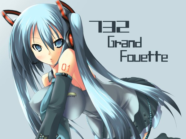 Anime picture 1024x768 with vocaloid hatsune miku nana (artist) twintails bare shoulders girl