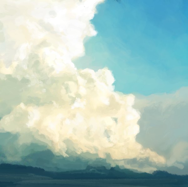 Anime picture 1300x1296 with original aspeckofdust (artist) sky cloud (clouds) no people landscape