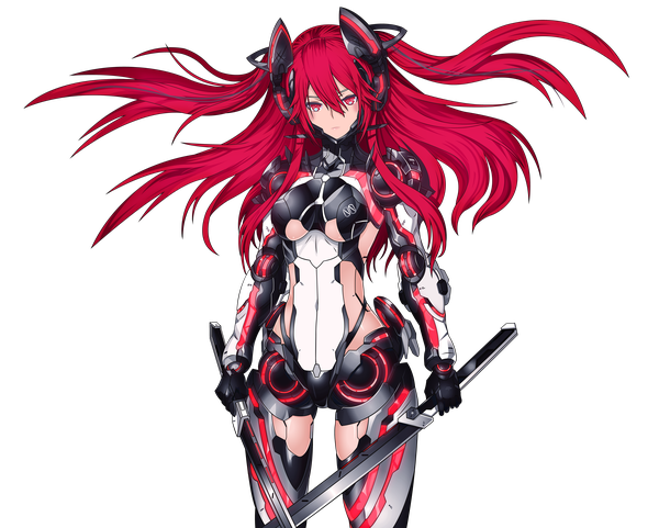 Anime picture 8775x7049 with original assassinwarrior 2d (artist) single long hair tall image looking at viewer blush fringe highres breasts light erotic hair between eyes red eyes large breasts twintails holding absurdres floating hair transparent background