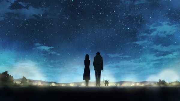 Anime picture 1280x720 with kimi ni todoke production i.g wide image sky couple girl animal star (stars) lead