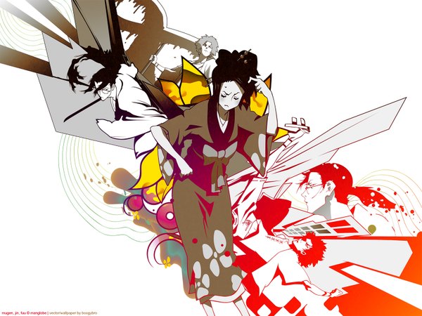 Anime picture 1600x1200 with samurai champloo mugen (samurai champloo) jinnosuke fuu (samurai champloo) japanese clothes vector
