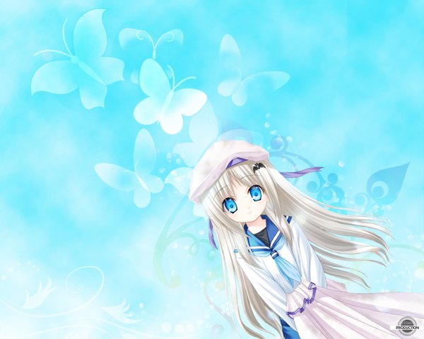 Anime picture 1280x1024 with little busters! key (studio) noumi kudryavka blue background girl