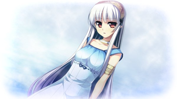 Anime picture 1280x720 with gensou douwa alicetale long hair red eyes wide image game cg silver hair girl dress hairband