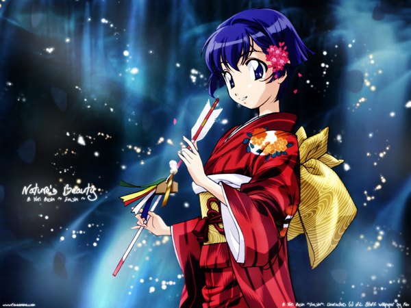 Anime picture 1280x960 with ai yori aoshi j.c. staff sakuraba aoi kev blue eyes blue hair third-party edit