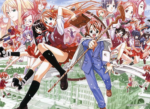 Anime picture 1927x1400 with mahou sensei negima! kagurazaka asuna miyazaki nodoka konoe konoka evangeline a k mcdowell sakurazaki setsuna ayase yue negi springfield karakuri chachamaru nagase kaede saotome haruna asakura kazumi ku fei tatsumiya mana highres heterochromia paru