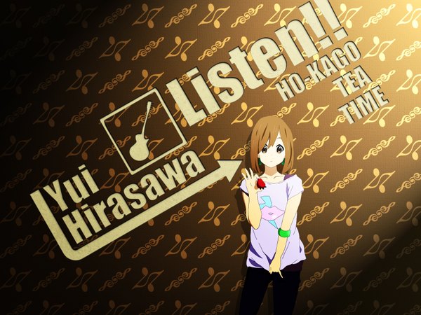 Anime picture 1600x1200 with k-on! kyoto animation hirasawa yui single short hair brown hair brown eyes girl