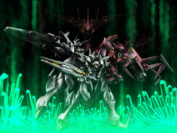 Anime picture 1600x1200 with super robot wars tro highres dark background sword claws mecha super robot wars judgement