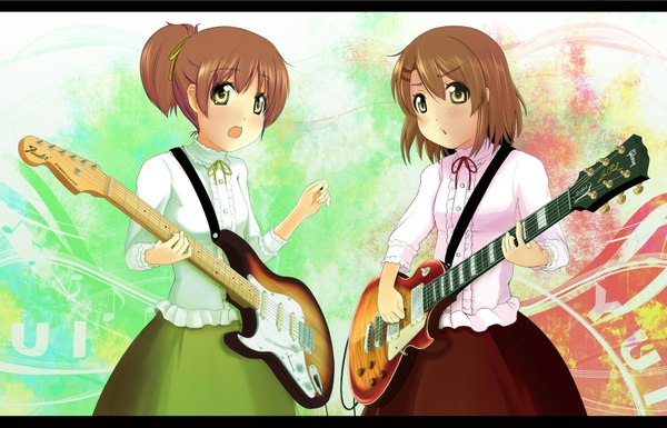 Anime picture 3700x2378 with k-on! kyoto animation hirasawa yui hirasawa ui highres guitar