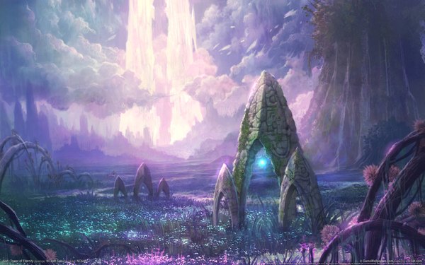 Anime picture 1920x1200 with aion highres wide image sky cloud (clouds) landscape scenic plant (plants)