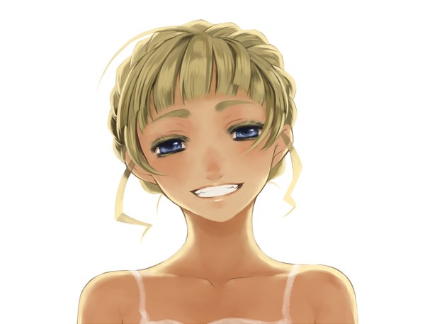 Anime picture 1311x1000 with umineko no naku koro ni beatrice gado-boa blue eyes simple background blonde hair smile white background portrait girl