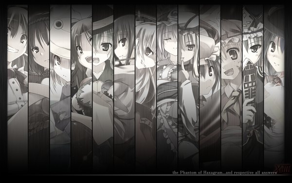 Anime picture 1920x1200 with touhou flandre scarlet remilia scarlet yakumo yukari saigyouji yuyuko komeiji koishi hinanawi tenshi fujiwara no mokou reiuji utsuho moriya suwako ibuki suika houraisan kaguya yasaka kanako shikieiki yamaxanadu t-ray long hair looking at viewer highres short hair open mouth