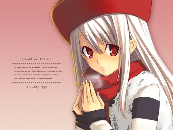 Anime picture 1024x768 with fate (series) fate/stay night studio deen type-moon illyasviel von einzbern fur hat hat