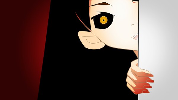 Anime picture 2000x1125 with sayonara zetsubou sensei shaft (studio) kitsu chiri highres wide image yellow eyes