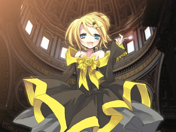 Anime picture 1100x825 with vocaloid kagamine rin hanepochi girl dress