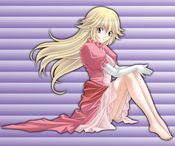 Anime picture 1200x1000 with super mario bros. princess peach tamamon single long hair simple background blonde hair sitting green eyes barefoot girl dress gloves elbow gloves