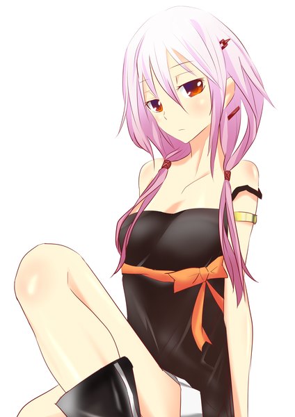 Anime picture 2480x3508 with guilty crown production i.g yuzuriha inori kikyou (artist) single long hair tall image highres simple background red eyes white background pink hair girl