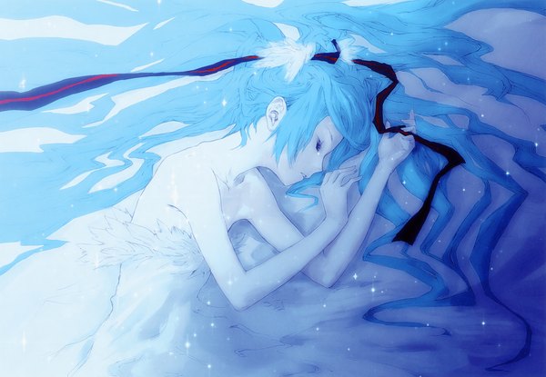 Anime picture 6723x4658 with vocaloid last night good night (vocaloid) hatsune miku redjuice highres girl