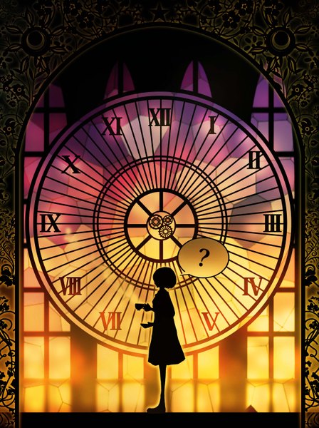 Anime picture 2222x2972 with real life nishio ishin harada miyuki single tall image highres short hair standing holding profile steam silhouette ? girl dress cup speech bubble