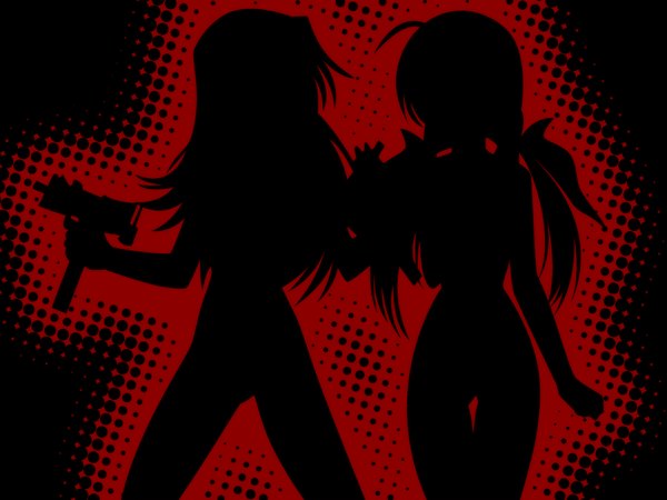 Anime picture 1600x1200 with memories off silhouette gun tagme
