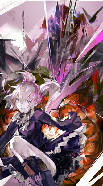 Anime picture 570x1023 with original aituoku single tall image looking at viewer twintails pink hair silver eyes abstract girl dress boots