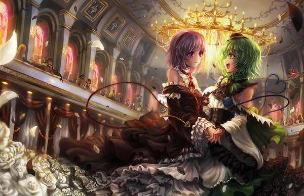 Anime picture 1360x880 with touhou hakurei reimu flandre scarlet remilia scarlet kirisame marisa izayoi sakuya konpaku youmu patchouli knowledge yakumo yukari kochiya sanae saigyouji yuyuko shameimaru aya alice margatroid cirno komeiji koishi komeiji satori inubashiri momiji hong meiling reiuji utsuho moriya suwako