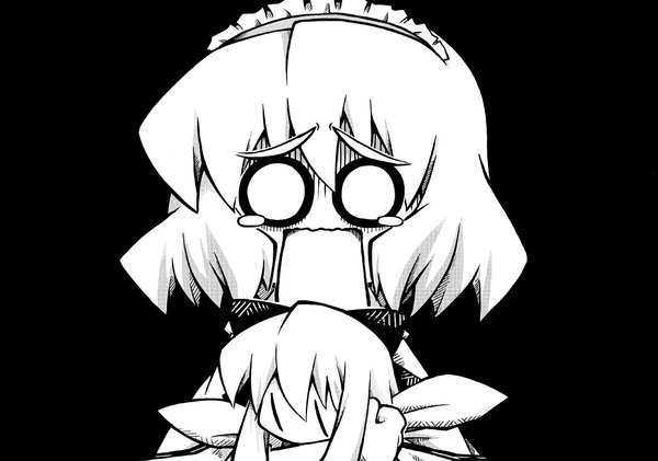 Anime picture 1987x1396 with touhou alice margatroid shanghai highres black background monochrome girl