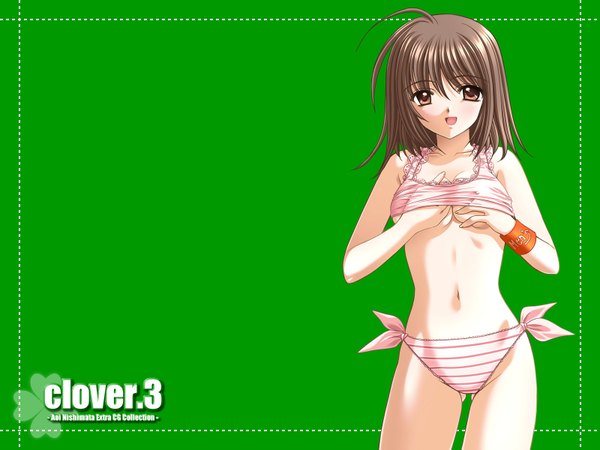 Anime picture 1600x1200 with nishimata aoi green background clover (plant) tagme
