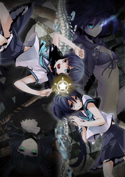 Anime picture 2894x4094 with black rock shooter vocaloid dead master kuroi mato takanashi yomi plastick tall image highres girl serafuku