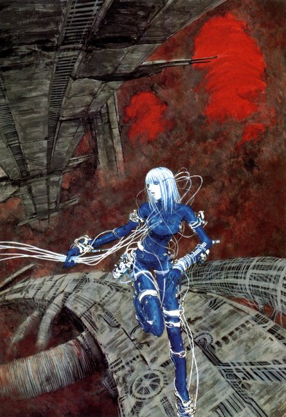 Anime picture 1114x1622 with blame! cibo nihei tsutomu single long hair tall image silver hair girl wire (wires)