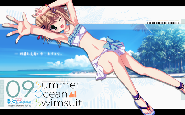 Anime picture 1920x1200 with ohimesama navigation hoshikawa crystal nanao naru highres wide image swimsuit