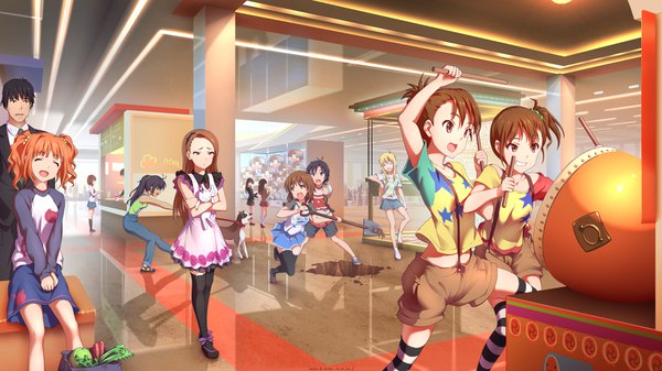 Anime picture 3840x2160 with idolmaster idolmaster cinderella girls taiko no tatsujin shibuya rin hoshii miki amami haruka ganaha hibiki minase iori shimamura uzuki kikuchi makoto hagiwara yukiho takatsuki yayoi futami mami futami ami producer (idolmaster cinderella girls anime) wada katsu tokinohimitsu long hair fringe highres