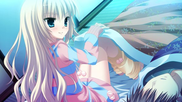 Anime picture 1280x720 with kisaragi gold star (game) long hair blue eyes blonde hair wide image game cg girl