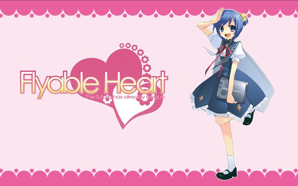 Anime picture 1920x1200 with flyable heart hayakawa megumi itou noiji single highres short hair blue eyes wide image blue hair loli girl