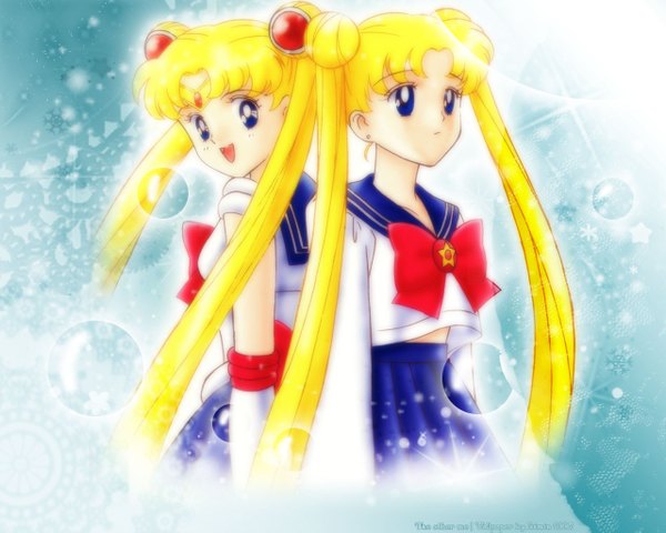 Anime picture 1280x1024 with bishoujo senshi sailor moon toei animation tsukino usagi sailor moon open mouth blue eyes blonde hair very long hair gloves bow sailor suit tagme