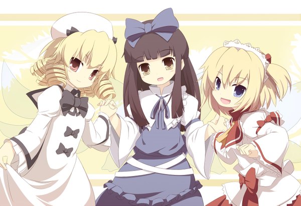 Anime picture 1600x1101 with touhou star sapphire luna child sunny milk machily multiple girls girl 3 girls