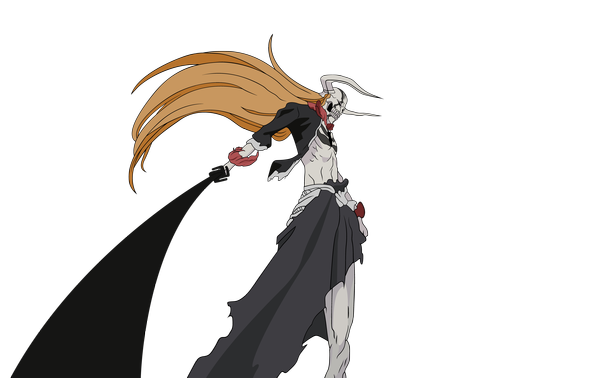 Anime picture 4500x2842 with bleach studio pierrot kurosaki ichigo long hair highres absurdres horn (horns) torn clothes looking down transparent background hollow sword katana mask