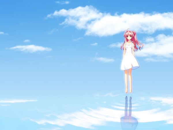 Anime picture 1280x960 with chaos;head sakihata rimi long hair pink hair sky water