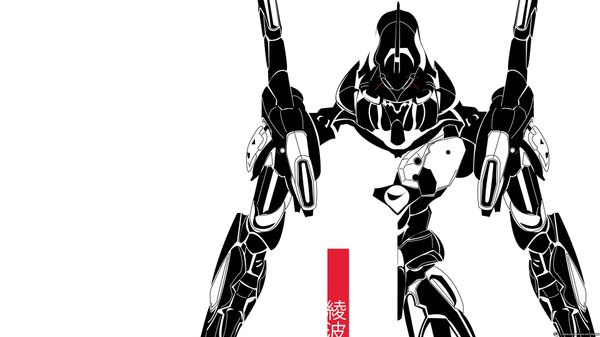 Anime picture 1920x1080 with neon genesis evangelion rebuild of evangelion evangelion: 2.0 you can (not) advance gainax eva 01 highres simple background wide image white background monochrome mecha