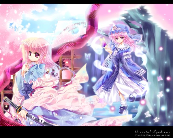 Anime picture 1280x1024 with touhou saigyouji yuyuko capura lin girl tagme