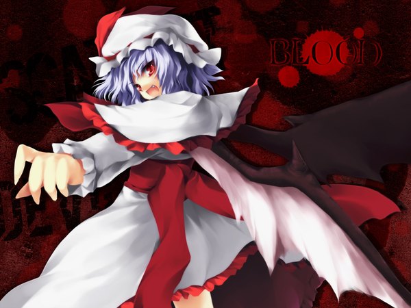 Anime picture 1600x1200 with touhou remilia scarlet tateha (marvelous grace) red background girl