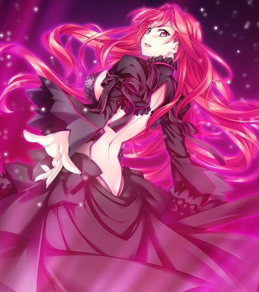 Anime picture 1024x1152 with sousouki reginald corticarte reichstein single long hair tall image open mouth light erotic red eyes game cg red hair looking back girl dress frills