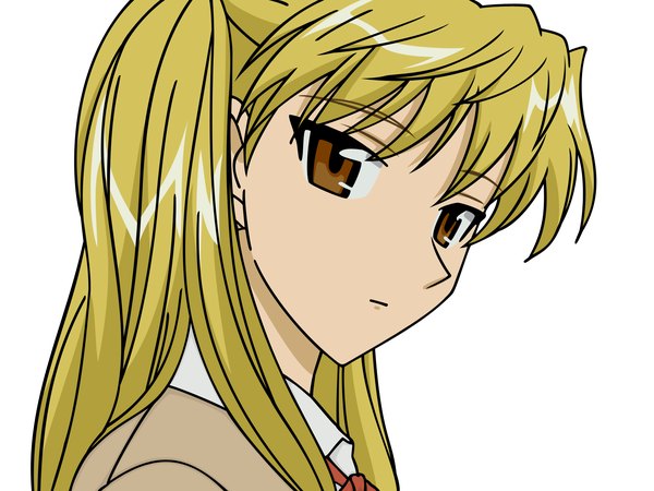Anime picture 1600x1200 with school rumble sawachika eri single long hair blonde hair white background brown eyes upper body vector expressionless girl