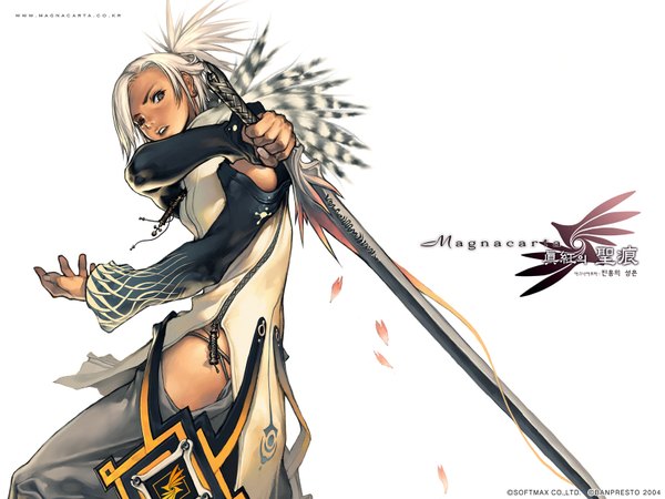 Anime picture 1600x1200 with magna carta calintz jerevinan kim hyung tae white background sword