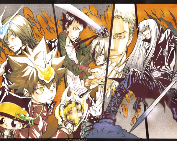 Anime picture 1280x1024 with katekyou hitman reborn sawada tsunayoshi gokudera hayato yamamoto takeshi superbi squalo reborn leon (khr) basilicum sawada iemitsu