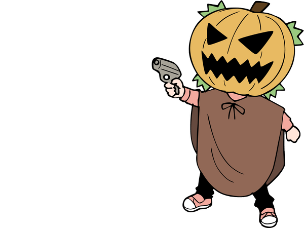 Anime picture 1600x1200 with yotsubato koiwai yotsuba full body halloween transparent background cosplay gun vegetables pumpkin