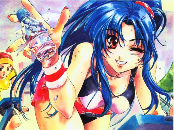 Anime picture 1280x960 with full metal panic! gonzo chidori kaname blue hair tagme