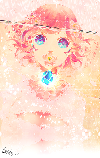 Anime picture 900x1416 with original hzrn (ymj924) single tall image looking at viewer short hair blue eyes pink hair hair flower wavy hair close-up underwater girl dress hair ornament flower (flowers) water bubble (bubbles)