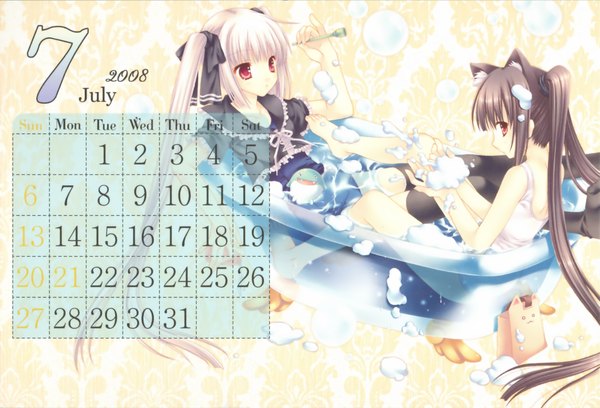 Anime picture 2081x1418 with pangya kooh tatekawa mako highres bath calendar